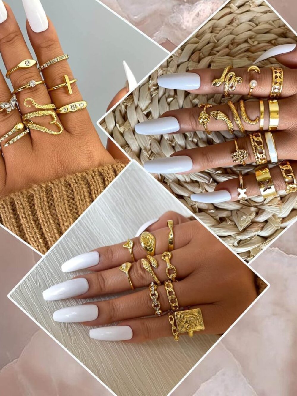 60-Piece Gold Stackable Ring Set for Women - Picture 5 of 7